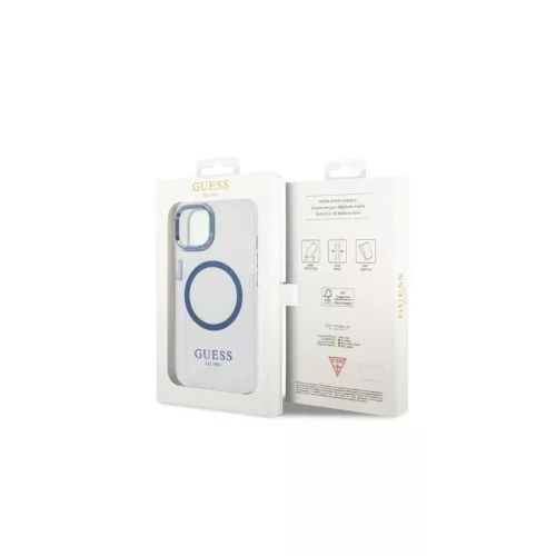 Guess GUHMP14MHTRMB iPhone 14 Plus / 15 Plus készülékhez 6.7" kemény tok Metal Outline Magsafe kék