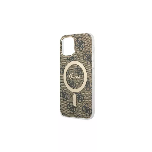 Guess Set GUBPP12MH4EACSW Case+ Charger – iPhone 12/12 Pro készülékhez, kemény tok, töltő, 4G Print, MagSafe, barna
