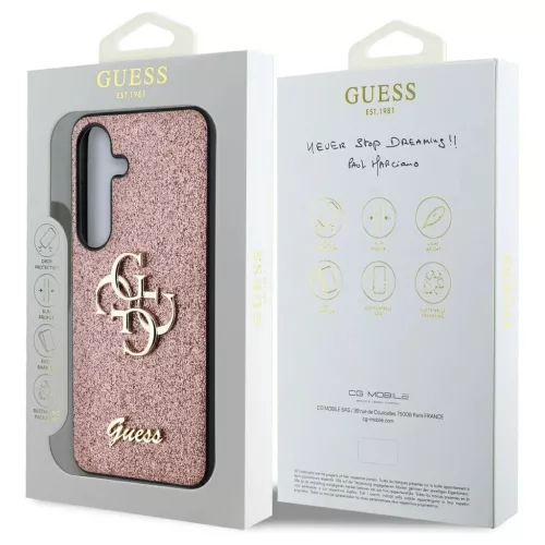 Tok Guess Fixed Glitter Big 4G Metal Logo Samsung Galaxy S25 készülékhez rózsaszín
