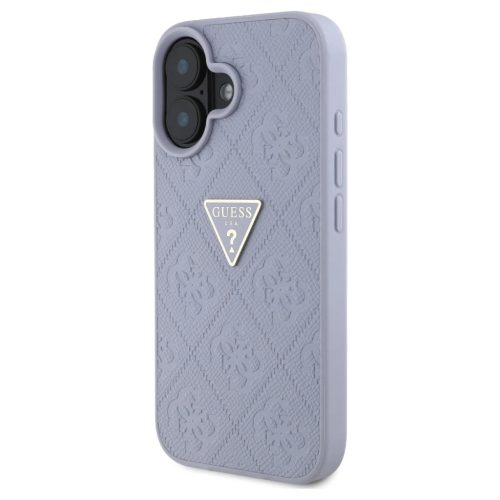 Guess Hot Stamp 4G Pattern Triangle Metal Logo tok iPhone 16 készülékhez lila