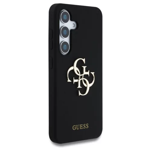 Guess szilikon tok Samsung Galaxy S25 készülékhez – Big 4G Logo Bottom Script, fekete