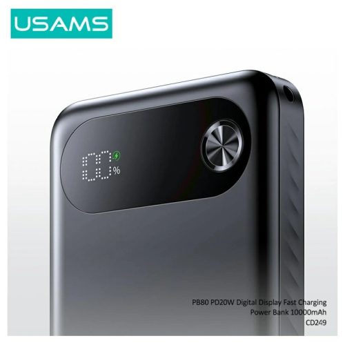USAMS PB80 Hordozható töltő PD20W 10000mAh fekete