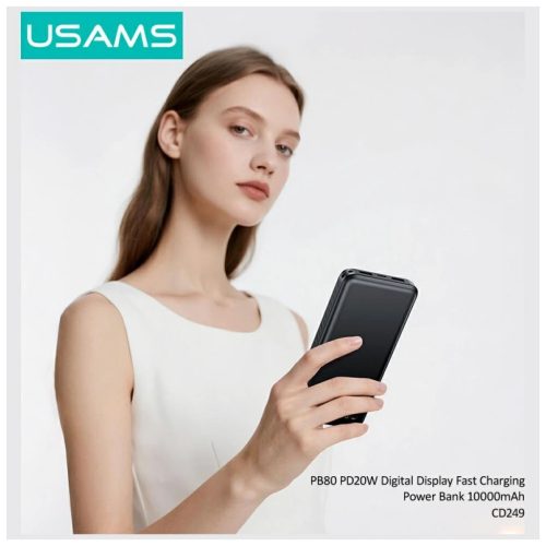 USAMS PB80 Hordozható töltő PD20W 10000mAh fekete