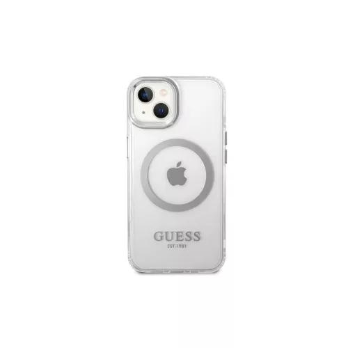Guess GUHMP14MHTRMS iPhone 14 Plus / 15 Plus készülékhez 6.7" kemény tok Metal Outline Magsafe ezüst