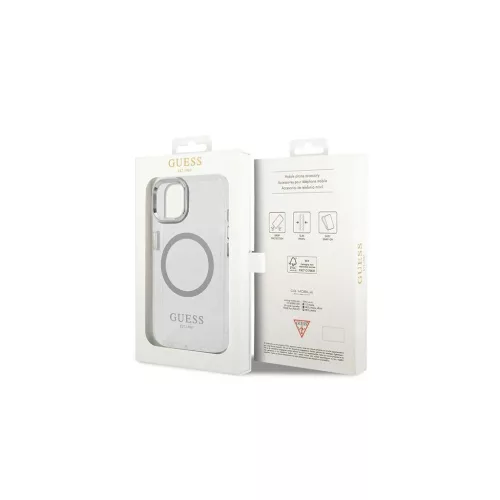 Guess GUHMP14MHTRMS iPhone 14 Plus / 15 Plus készülékhez 6.7" kemény tok Metal Outline Magsafe ezüst