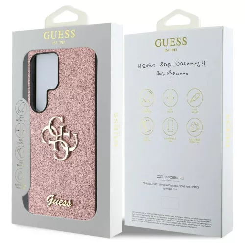 Guess Fixed Glitter Big 4G Metal Logo tok Samsung Galaxy S25 Ultra készülékhez rózsaszín