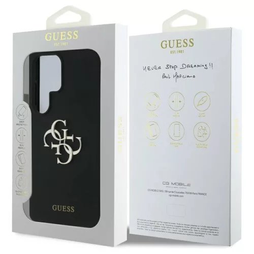 Guess szilikon tok Big 4G Logo Bottom Script Samsung Galaxy S25 Ultra készülékhez fekete