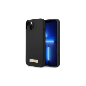   Guess GUHMP14MSBPLK iPhone 14 Plus/15 Plus 6.7" készülékhez kemény tok Silicone Logo Plate MagSafe fekete