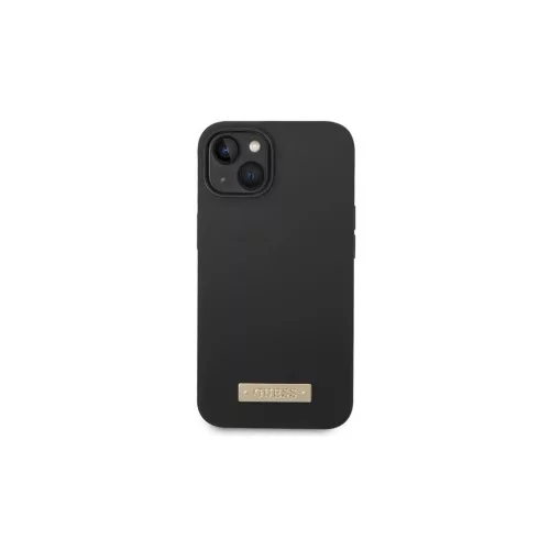 Guess GUHMP14MSBPLK iPhone 14 Plus/15 Plus 6.7" készülékhez kemény tok Silicone Logo Plate MagSafe fekete