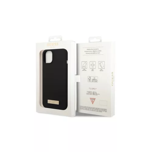 Guess GUHMP14MSBPLK iPhone 14 Plus/15 Plus 6.7" készülékhez kemény tok Silicone Logo Plate MagSafe fekete