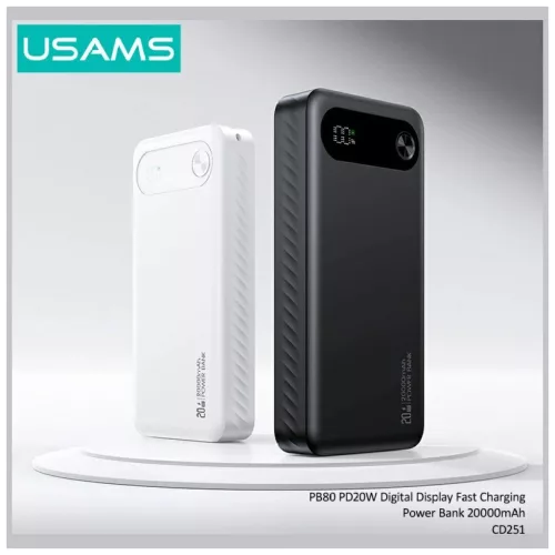 USAMS PB80 power bank PD20W 20000mAh fekete