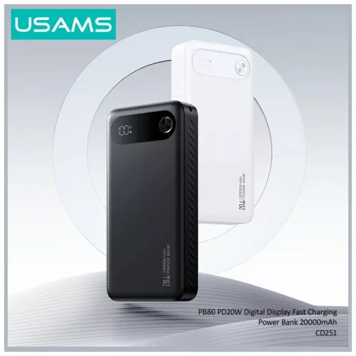 USAMS PB80 power bank PD20W 20000mAh fekete