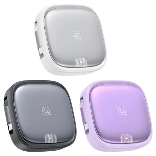 USAMS 3in1 behúzható kábel dobozzal – MicroUSB/USB-C/Lightning, 60W, acél/tarnish SJ650USB01