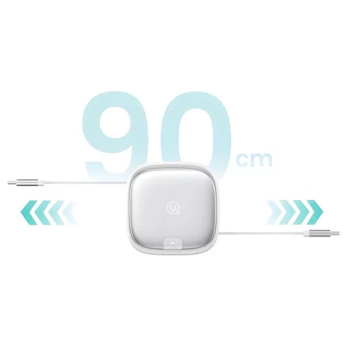 USAMS 3in1 behúzható kábel dobozzal – MicroUSB/USB-C/Lightning, 60W, acél/tarnish SJ650USB01