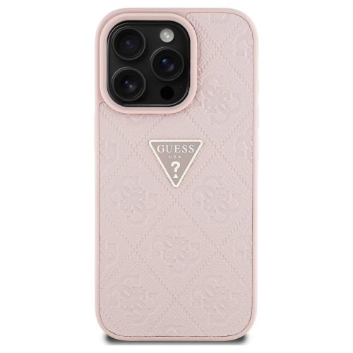 Guess Hot Stamp 4G Pattern Triangle Metal Logo tok iPhone 16 Pro Max készülékhez rózsaszín