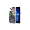 Guess GUHCP13SLFLSB iPhone 13 mini 5,4" készülékhez kemény tok Flower Liquid Glitter kék