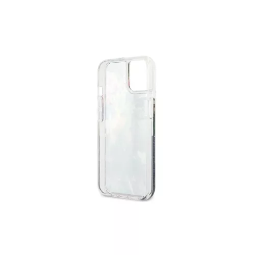 Guess GUHCP13SLFLSB iPhone 13 mini 5,4" készülékhez kemény tok Flower Liquid Glitter kék