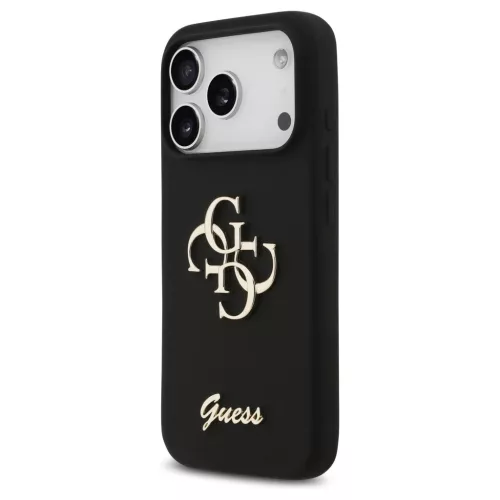 Guess Silicone Big 4G Script tok iPhone 17 Pro készülékhez fekete