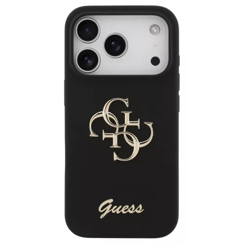Guess Silicone Big 4G Script tok iPhone 17 Pro készülékhez fekete