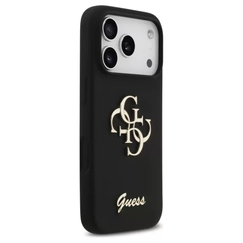 Guess Silicone Big 4G Script tok iPhone 17 Pro készülékhez fekete