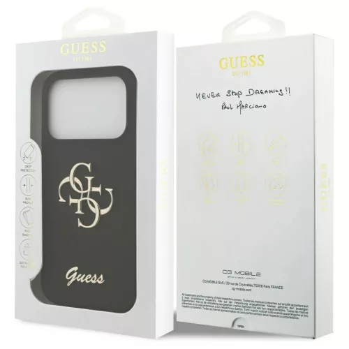 Guess Silicone Big 4G Script tok iPhone 17 Pro készülékhez fekete