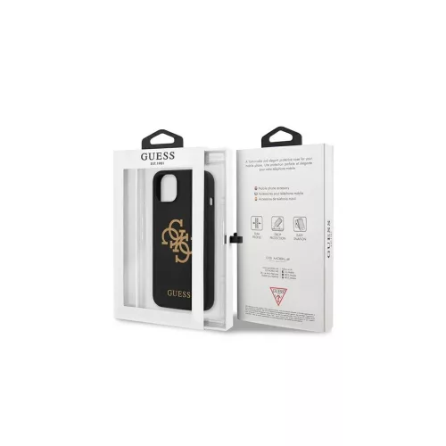 Guess GUHCP13SLS4GGBK iPhone 13 mini 5,4" készülékhez merev tok Silicone 4G Logo fekete