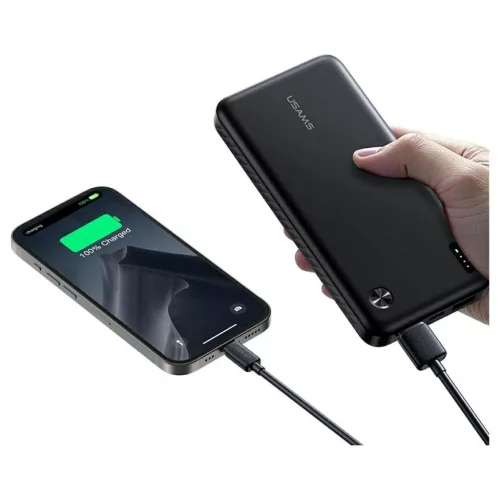 USAMS PB83 hordozható töltő 2xUSB-A 1xUSB-C 10000mAh fekete
