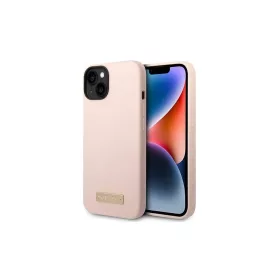   Guess GUHMP14MSBPLP iPhone 14 Plus/15 Plus készülékhez 6.7" kemény tok Silicone Logo Plate MagSafe rózsaszín