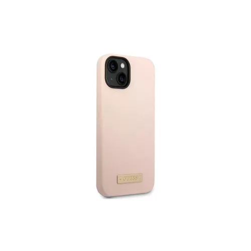 Guess GUHMP14MSBPLP iPhone 14 Plus/15 Plus készülékhez 6.7" kemény tok Silicone Logo Plate MagSafe rózsaszín