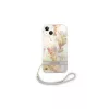 Guess GUOHCP14MHFLSU iPhone 14 Plus / 15 Plus 6.7" készülékhez kemény tok Flower Strap lila