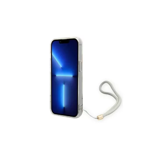 Guess GUOHCP14MHFLSU iPhone 14 Plus / 15 Plus 6.7" készülékhez kemény tok Flower Strap lila