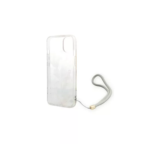 Guess GUOHCP14MHFLSU iPhone 14 Plus / 15 Plus 6.7" készülékhez kemény tok Flower Strap lila