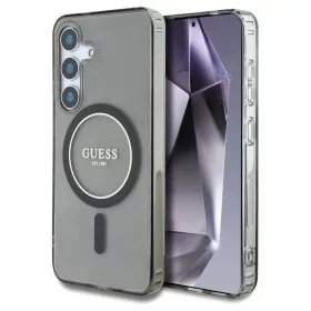   Guess Glitter Circle Classic Logo MagSafe tok Samsung Galaxy S25 készülékhez fekete