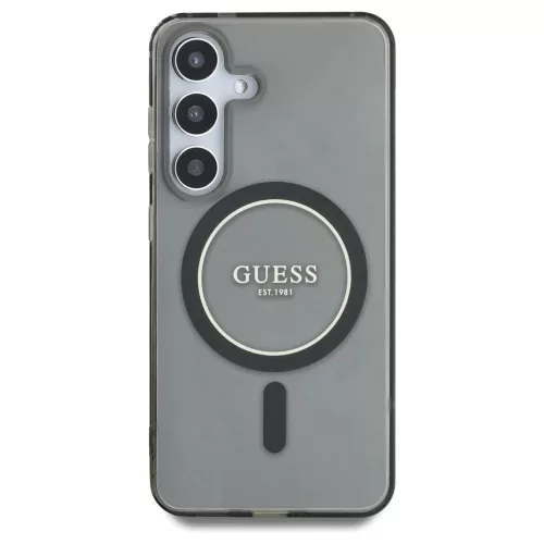 Guess Glitter Circle Classic Logo MagSafe tok Samsung Galaxy S25 készülékhez fekete