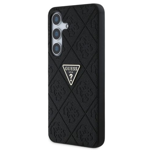 Guess Hot Stamp 4G Pattern Triangle Metal Logo tok Samsung Galaxy S25 készülékhez fekete