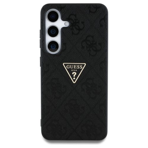 Guess Hot Stamp 4G Pattern Triangle Metal Logo tok Samsung Galaxy S25 készülékhez fekete