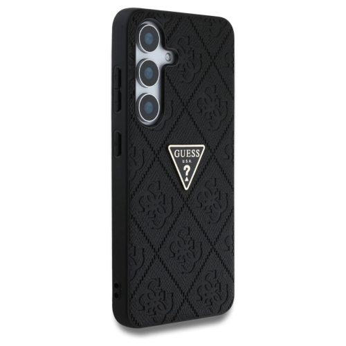 Guess Hot Stamp 4G Pattern Triangle Metal Logo tok Samsung Galaxy S25 készülékhez fekete