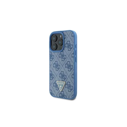 Guess GUHCP16LP4TDSCPB iPhone 16 Pro 6.3" készülékhez bőr fém logó strass keresztvállos kemény tok kék