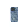 Guess GUHCP16LP4TDSCPB iPhone 16 Pro 6.3" készülékhez bőr fém logó strass keresztvállos kemény tok kék
