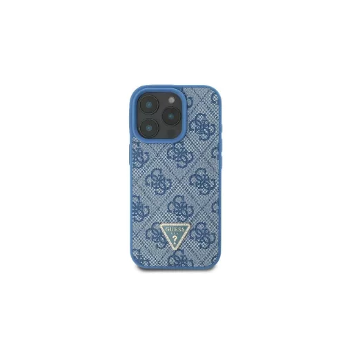 Guess GUHCP16LP4TDSCPB iPhone 16 Pro 6.3" készülékhez bőr fém logó strass keresztvállos kemény tok kék