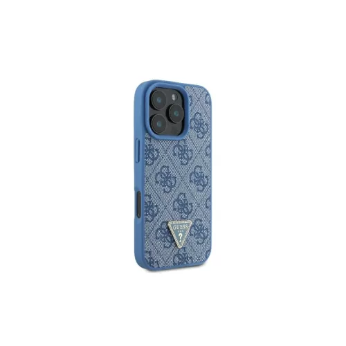 Guess GUHCP16LP4TDSCPB iPhone 16 Pro 6.3" készülékhez bőr fém logó strass keresztvállos kemény tok kék