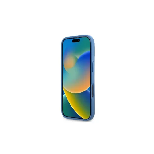 Guess GUHCP16LP4TDSCPB iPhone 16 Pro 6.3" készülékhez bőr fém logó strass keresztvállos kemény tok kék
