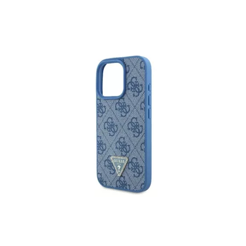 Guess GUHCP16LP4TDSCPB iPhone 16 Pro 6.3" készülékhez bőr fém logó strass keresztvállos kemény tok kék