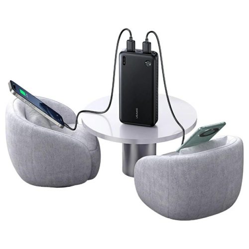 USAMS PB83 Hordozható töltő 2xUSB-A 1xUSB-C 20000mAh fekete