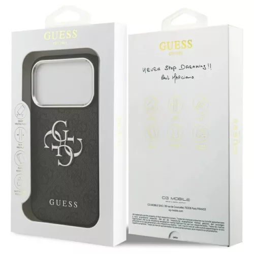 Guess 4G Big 4G Classic Logo tok iPhone 17 Pro készülékhez fekete ezüst