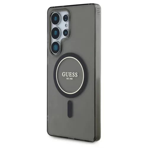 Guess Glitter Circle Classic Logo MagSafe tok Samsung Galaxy S25 Ultra készülékhez fekete