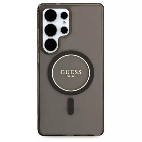 Guess Glitter Circle Classic Logo MagSafe tok Samsung Galaxy S25 Ultra készülékhez fekete