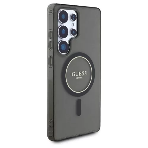 Guess Glitter Circle Classic Logo MagSafe tok Samsung Galaxy S25 Ultra készülékhez fekete