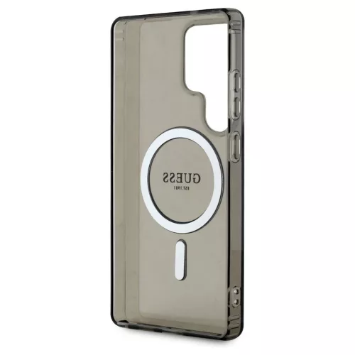 Guess Glitter Circle Classic Logo MagSafe tok Samsung Galaxy S25 Ultra készülékhez fekete