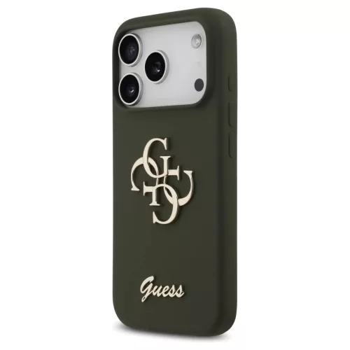 Guess Silicone Big 4G Script tok iPhone 17 Pro készülékhez khaki